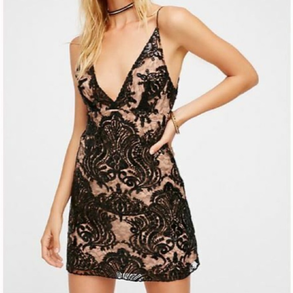 Free People Night Shimmer Lace Dress